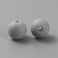 Perles rondes givrées en acrylique&nbsp;FACR-WH0001-06A-04