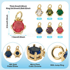 6 pendentif en laiton pavé de zircone cubique de 6 couleurs&nbsp;KK-TA0002-15