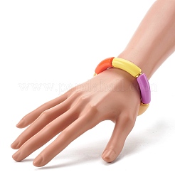 Bracciale elasticizzato con perline acriliche a tubo curvo grosso per donna ragazza&nbsp;BJEW-JB06684-02