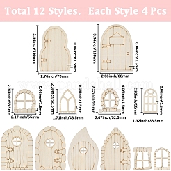 48 stücke 12 arten unfinished holz holz feen tür&nbsp;DIY-GF0011-21