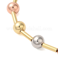 Braccialetti con perline rotonde e a colonna in ottone placcato a cremagliera&nbsp;BJEW-C075-01