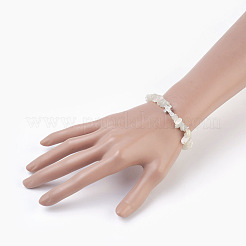 Natürliche weiße Mondsteinperlen dehnen Armbänder aus&nbsp;BJEW-JB03926-10