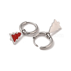 3 par de pendientes de aro y tachuelas de acero inoxidable 304 de 3 estilos navideños para mujer&nbsp;EJEW-K279-11C-P