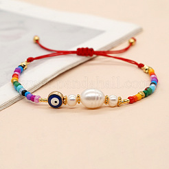 Armbänder aus geflochtenen Perlen im Bohème-Stil aus Glas&nbsp;UR4217-1