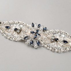 Handgemachte Brautgürtel aus Kristall und Montana-Strass für Brautkleider&nbsp;AJEW-WH20006-233A-04