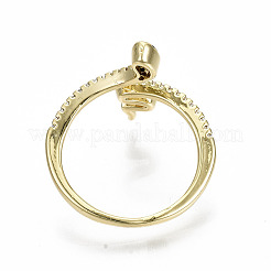 Messing Micro Pave klare Manschettenringe aus Zirkonia&nbsp;LS-RJEW-S045-046G-NR