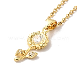 Halskette mit Anhänger „Blume des Lebens“ aus klarem Zirkonia und Diamant-Ohrstecker&nbsp;SJEW-M099-06G