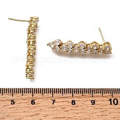 Ohrstecker aus Messing mit Mikropavé und klaren Zirkonia-Quasten&nbsp;EJEW-P322-11G