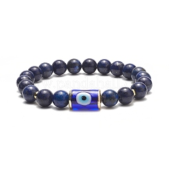 5 pièces 5 style naturel et synthétique mixte pierres précieuses et lampwork mauvais œil perlé bracelets extensibles ensemble pour les femmes&nbsp;BJEW-TA00234