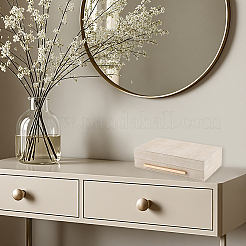 1 caja de almacenamiento de joyas de madera recubierta de cuero sintético con accesorios de hierro en tono dorado.&nbsp;CON-CN0001-24