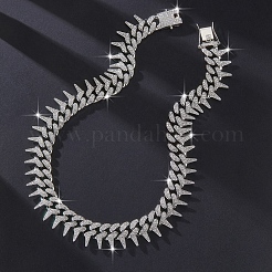 Messing Kristall Strass Dornen Spike kubanische Gliederkette Halsketten für Männer&nbsp;FS-WG31A8F-01