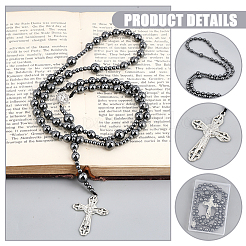 Collane di rosario con perline rotonde in ematite sintetica non magnetica&nbsp;HJEW-DC00191