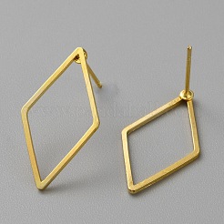 Pendientes de botón geométricos huecos de latón dorado&nbsp;EJEW-WH0012-127D