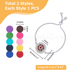 2 Stück 2 Stile 316 chirurgischer Edelstahl Strass Diffusor Medaillon Slider Armbänder&nbsp;BJEW-FI0001-84B