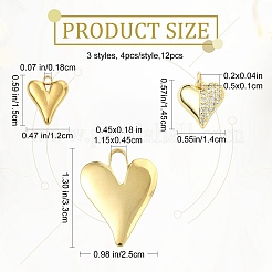 12 pendentif en acier inoxydable 304 et laiton avec zircone cubique pavée de micro pavés&nbsp;DIY-SZ0010-61