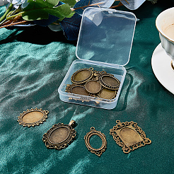 12 stücke 12 stile tibetischen stil zink-legierung anhänger cabochon einstellungen&nbsp;TIBEP-SC0003-49