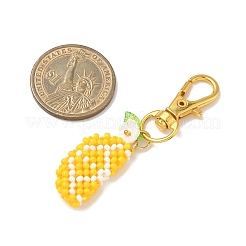 Decorazioni pendenti a forma di limone con perline di semi realizzate a mano con telaio&nbsp;HJEW-MZ00361