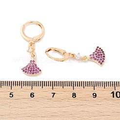 Orecchini a leva in argento con zirconi cubici a micro pavé di ottone&nbsp;EJEW-K300-16G