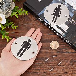 2 Satz 2 Toilettenschilder aus Edelstahl im Stil 201&nbsp;DIY-UN0001-87