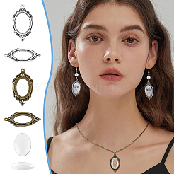 30 ciondolo in lega stile tibetano vintage con castone cabochon e retro aperto&nbsp;TIBEP-UN0001-31