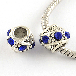 Barrel antikes Silber überzogene Metalllegierung Rhinestone-europäischer Korn-&nbsp;ALRI-Q228-02