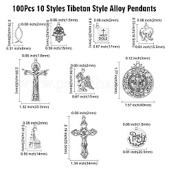 100 pz 10 stili pendenti in lega di stile tibetano&nbsp;TIBEP-CJ0003-52