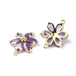 Verbindungsanhänger aus mittelgroßem Orchideen- und Zirkonia-Pflaster aus Messing&nbsp;FIND-Z029-03G