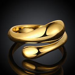 Echte 18 Karat vergoldete verstellbare Messing Fingerringe für Frauen&nbsp;RJEW-BB07574-A