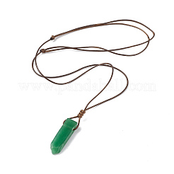 Natürliche grüne Aventurin-Nugget-Anhänger-Halskette mit gewachster Kordel für Damen&nbsp;NJEW-F306-01A