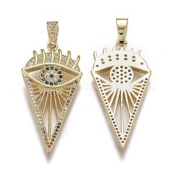 Pendentifs en laiton micro pavé zircon cubique clair et noir&nbsp;X-ZIRC-A011-42G