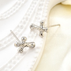 Boucles d'oreilles en laiton zircon cubique micro pavé clair&nbsp;EJEW-M103-07P