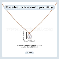 1 collana con catena in ferro con ciondolo a forma di goccia in plastica ABS con perle finte&nbsp;NJEW-LP0009-35