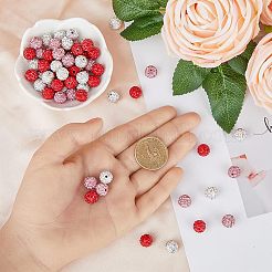 90 Stück 3 Farben Valentinstag Thema Polymer Clay Strass runde Perlen&nbsp;RB-HY0001-02