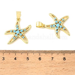 Colgantes de circonita cúbica azul cielo con micro pavé de latón&nbsp;CU-CBA6938-05G-06