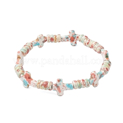 Bracelets extensibles en perles turquoise synthétiques peintes à la main pour hommes et femmes&nbsp;BJEW-JB12240-01