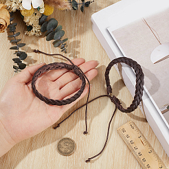 2 bracelet tressé en cuir PU pour hommes et femmes&nbsp;BJEW-CL0001-37B