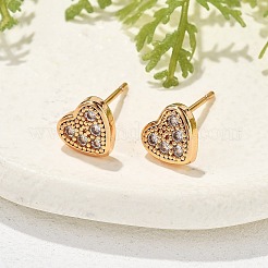 Aretes de circonita cúbica transparente con micropavé de latón para mujer&nbsp;EJEW-G428-25G-01