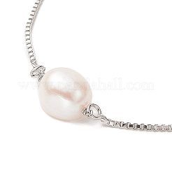 Bracciale scorrevole ovale con perline di perle naturali&nbsp;BJEW-JB09315-01