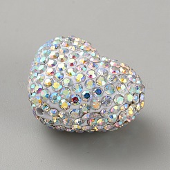 Herz handgemachte Polymer Clay Strassperlen&nbsp;FIND-WH0431-53B