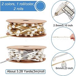 2 rouleau de ruban polyester 2 couleurs avec perles ABS&nbsp;OCOR-OC0001-30