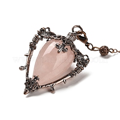 Pendenti con pendolo da rabdomante triangolare in quarzo rosa naturale&nbsp;G-G022-01R-02