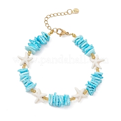 Bracelets en perles de turquoise synthétique et de coquillages naturels pour femmes&nbsp;BJEW-JB13585