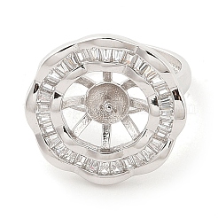925 Ringfassung aus Sterlingsilber mit Mikropavé und Zirkonia-Design und Perlensitz&nbsp;STER-B003-11P
