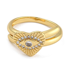 2 pièce 2 styles de bagues réglables en laiton micro pavé de zircone cubique pour femmes&nbsp;RJEW-P127-14G