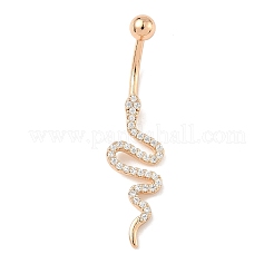 Schlangen Messing Micro Pave klare Zirkonia gebogene Hantel Bauchnabelringe&nbsp;LS-AJEW-L099-03G
