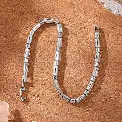 Braccialetti a maglie tonde e piatte rettangolari con pavé di zirconi cubici trasparenti in ottone&nbsp;BJEW-YWC0002-02A