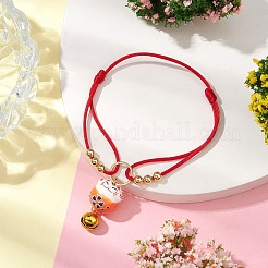 Bracelets de charme en porcelaine faits à la main de chat de fortune&nbsp;BJEW-JB10505