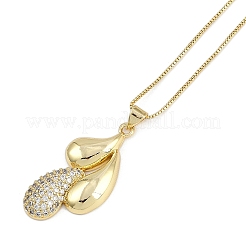 Messing Micro Pave klare Zirkonia Anhänger Box Kette Halsketten für Frauen&nbsp;NJEW-U015-08G-03