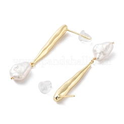 Natürliche Perle baumeln Ohrstecker&nbsp;EJEW-P256-35G