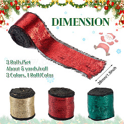 Thème de Noël 3 rouleau 3 couleurs ruban effiloché en polyester&nbsp;DIY-TA0011-47B